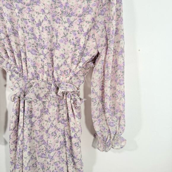 NWT Vici Lush Always A Gal Purple Ruffle Floral Side Cutout Mini Dress Small New - Picture 8 of 13